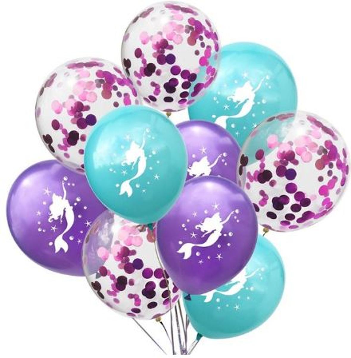 Zeemermin Ballonnen Set | Mermaid Ballonnen Set | Latex Confetti |15 Stuks | Kinderfeestje | Thema Feest